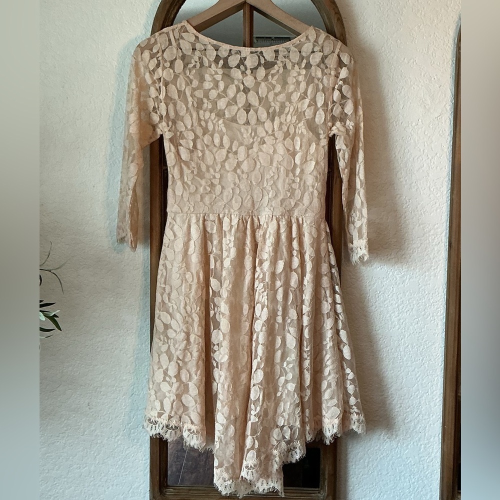 Free People Blush Floral Lace Fit & Flare Dress Size 2 Taylor Swift Worn Style - Picture 4 of 12